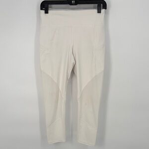 🧳 Athleta Creamy white mesh zip hip pocket Leggings 79194